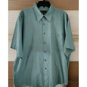Danelli Men's Button Shirt Size XL Stripe Green Pocket Made In Canada